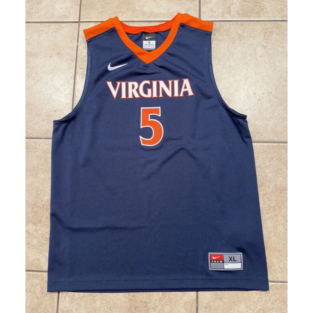 Virginia Cavaliers Basketball Jersey Boys XL Nike Team Blue #5 Vintage UVA